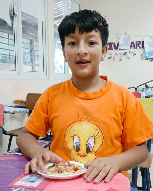 Cristobal 3 Cristobal enjoying his lunch at school